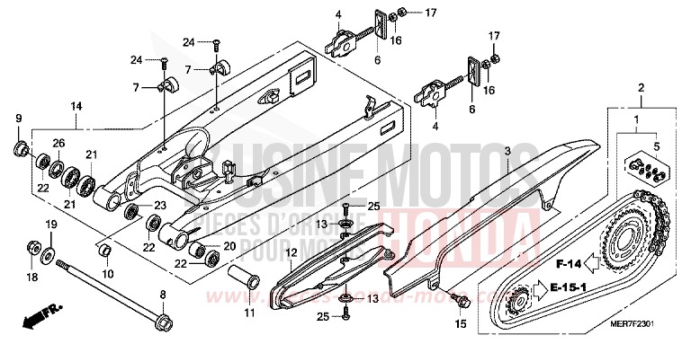SWINGARM (CBF600S8/SA8/N8/NA8) for CBF600N ABS PEARL SIENA RED (R320) from 2008